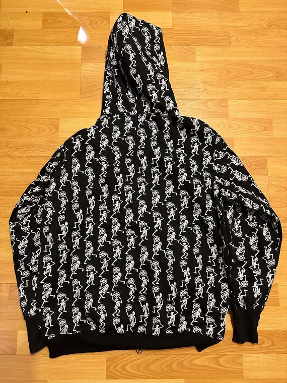【激レア】いへう子w 刺身ソーセー字 スウェット　セカンドバッカー　こうへい Evisu Hoodie Dancing Skeleton All Over Print Double Zipper Seagull
