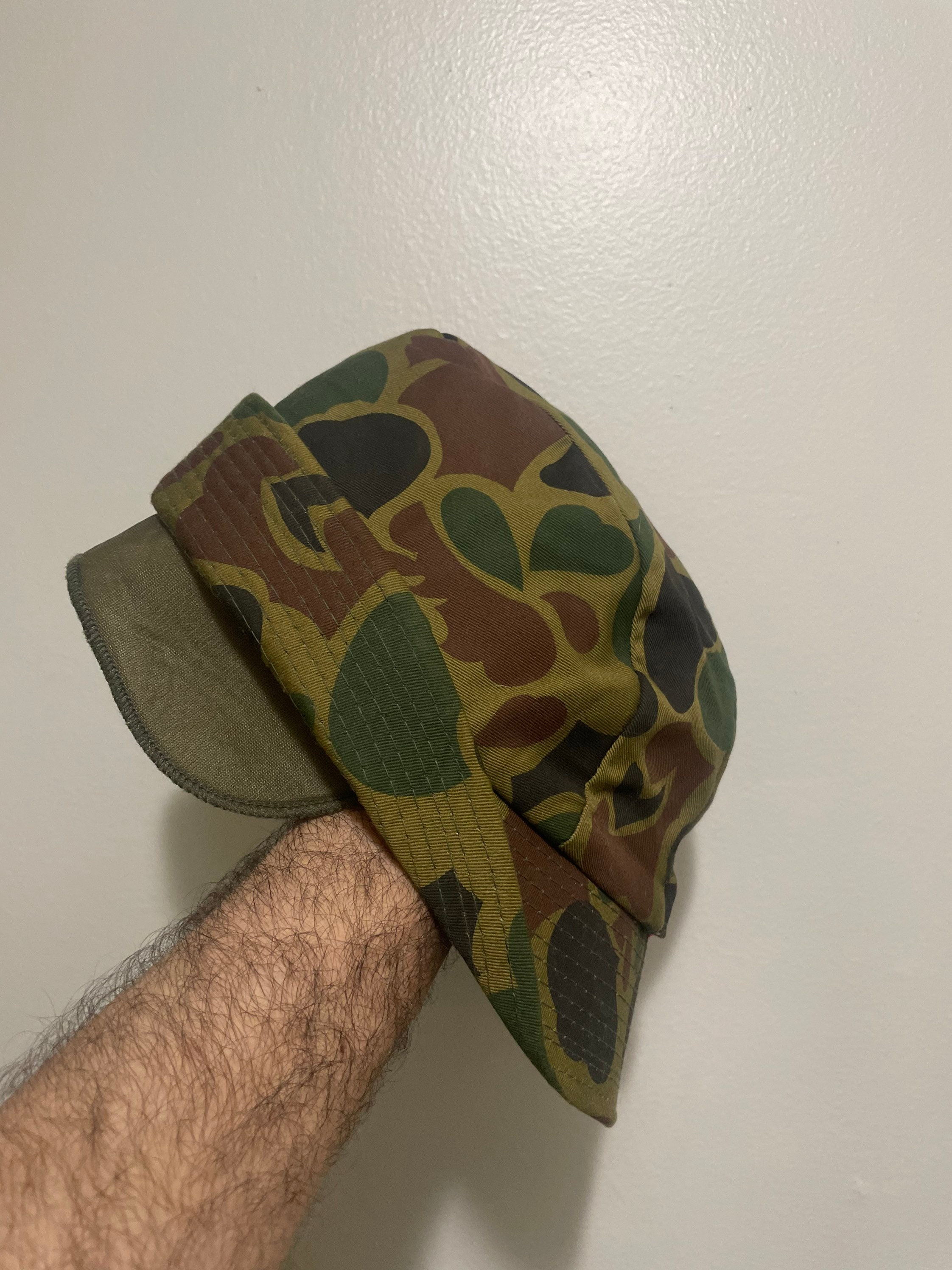 Vintage Camouflage Hunting Jones Hat Reversible Orange Hi Etsy