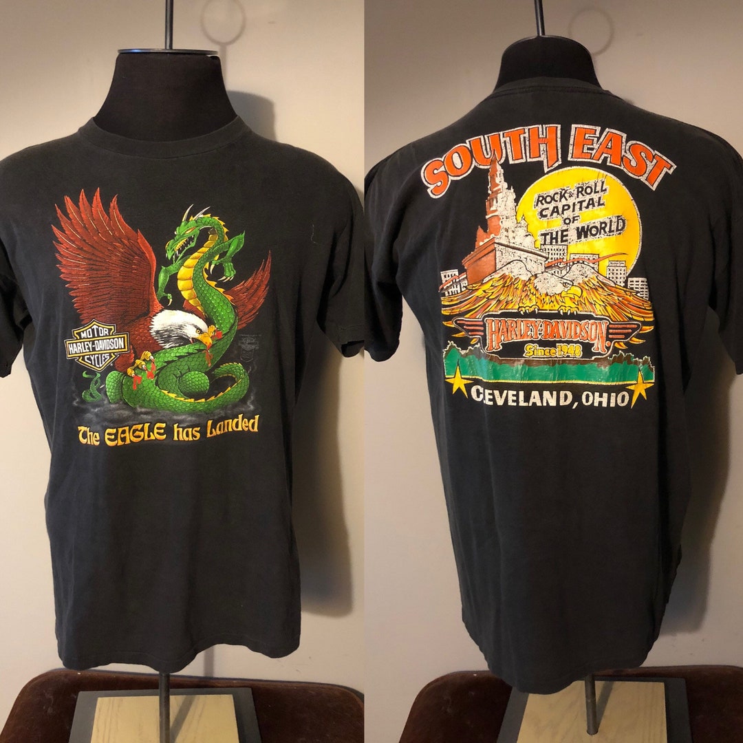 Vintage the Eagle Has Landed Harley Davidson Shirt Cleveland Ohio