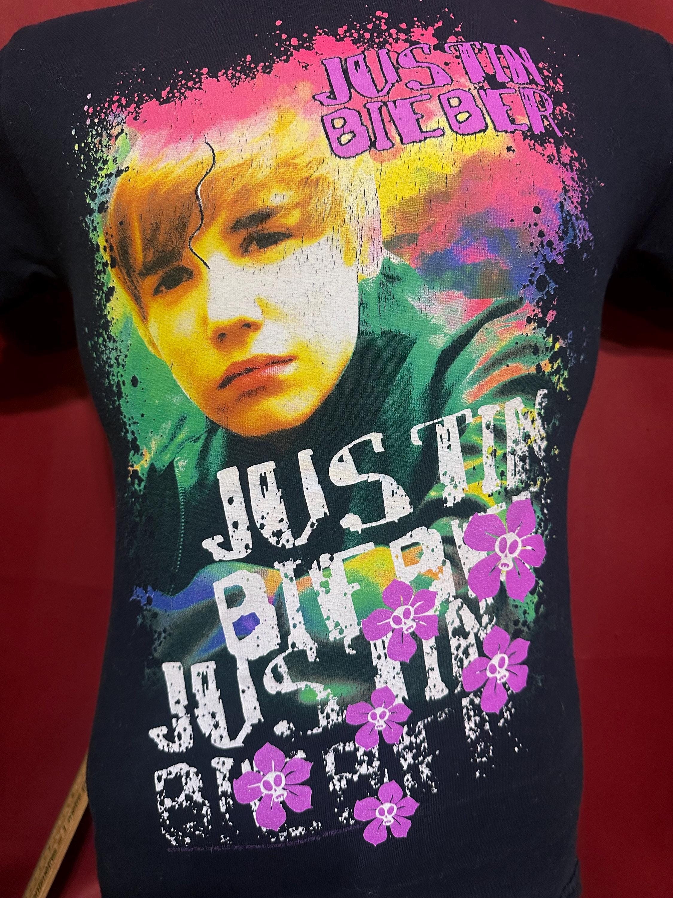 Vintage Justin Bieber Tshirt Y2K Band Tee Skull Flower Rap Tee