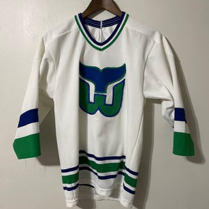 Vtg Rare NHL Hartford Whalers Blue Starter Hockey Jersey. Youth Large