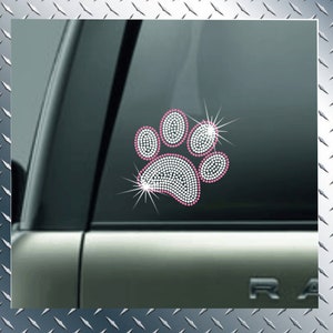 Rhinestone Dog Paw Car Window Decal, Rhinestone Pet Paw Decal