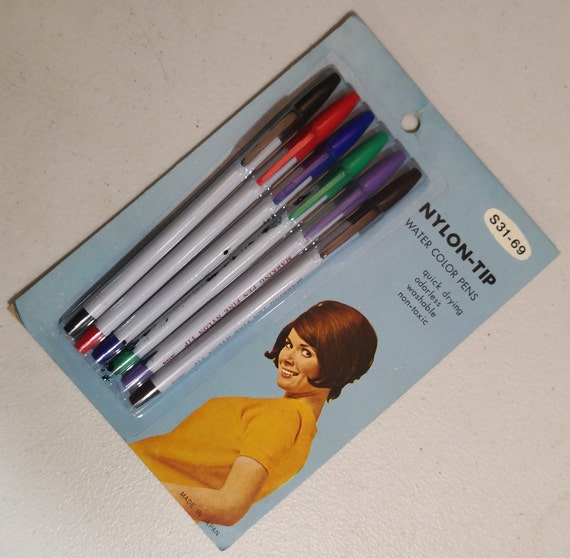 Vintage Nylon-tip Water Color Pen Set of 5 S31-69 NOS 130A 