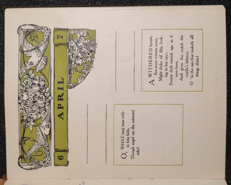 1906 Shakespeare Birthday Book Publisher Dodge Publishing Company New