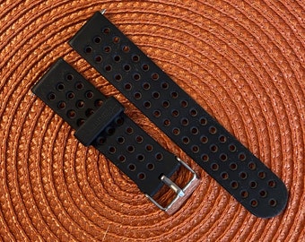 Vintage 2000s 20mm lugs Straight end Black Plastic Watch Band