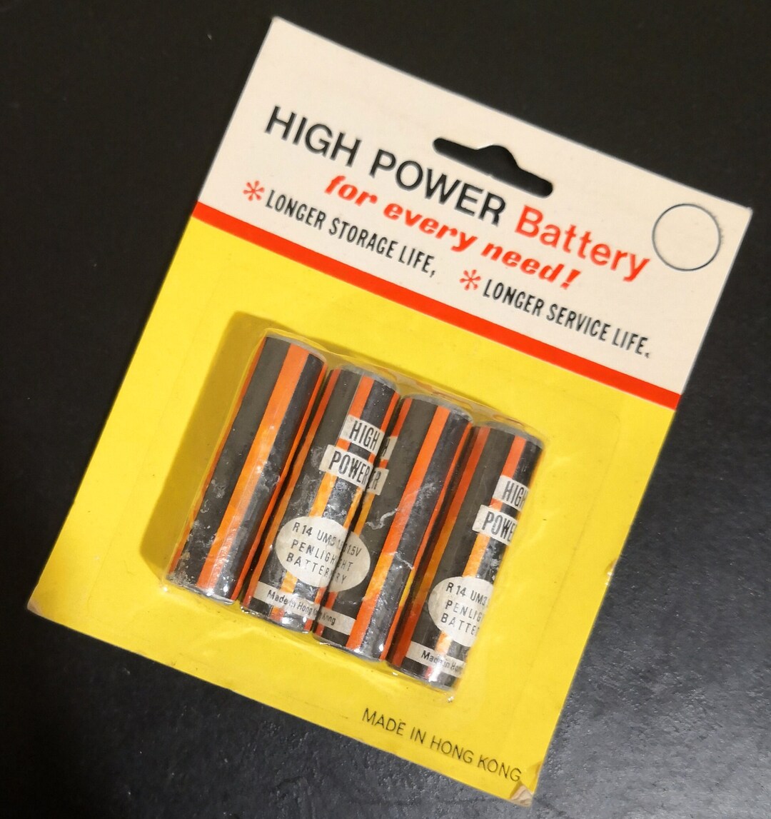 Vintage 1960s R14 UM3 Penlight Battery Made in Hong Kong NOS Sealed
