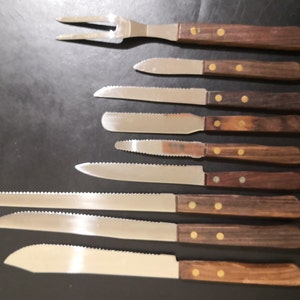Vintage LifeTime Cutlery Stainless Steel Knife Set of 9 NIB never used Made in Japan -- 527A