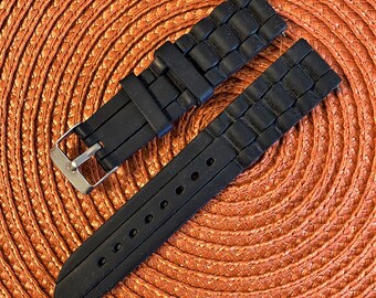 Vintage 2000s 20mm lugs Straight end Black Plastic Watch Band