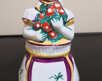 Vintage Dutch Lady Bell - Country Farmer Dutch Pottery -- 48A