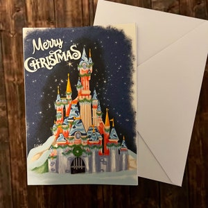 Cartão de felicitações de Natal do Castelo das Luzes de Natal da Disneylândia Paris