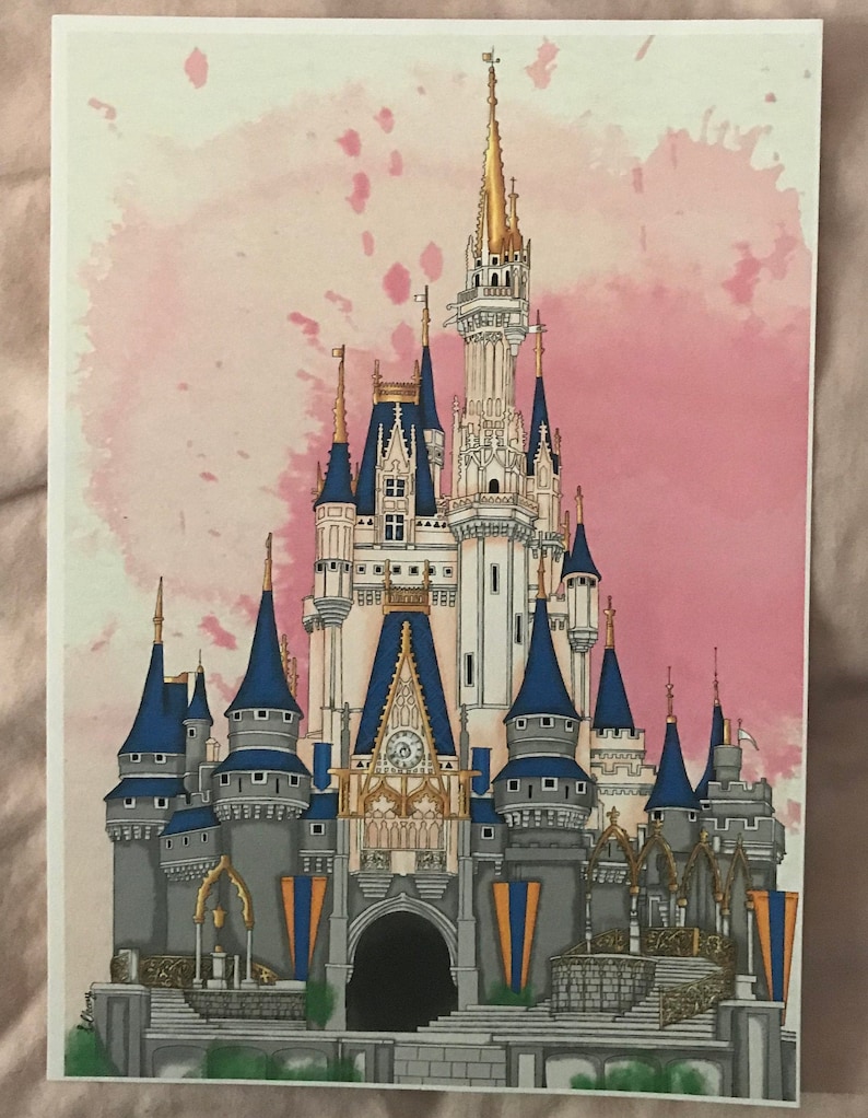 Disney Castle Bundle Set of 6 Disney Art Illustration Watercolor ...