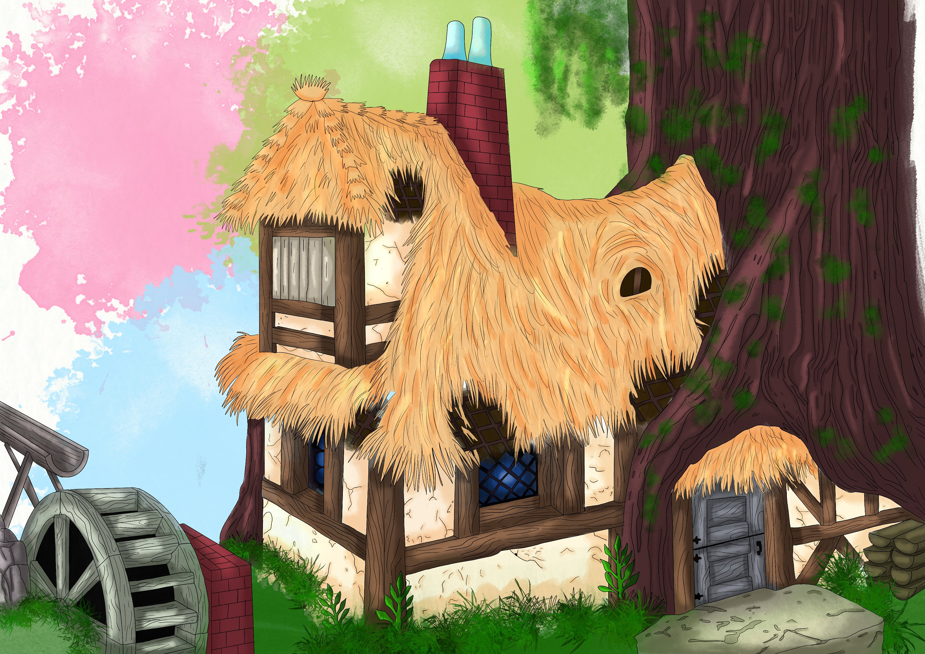 ディズニー 眠れる森の美女 オーロラの小屋 ディズニーアート イラスト