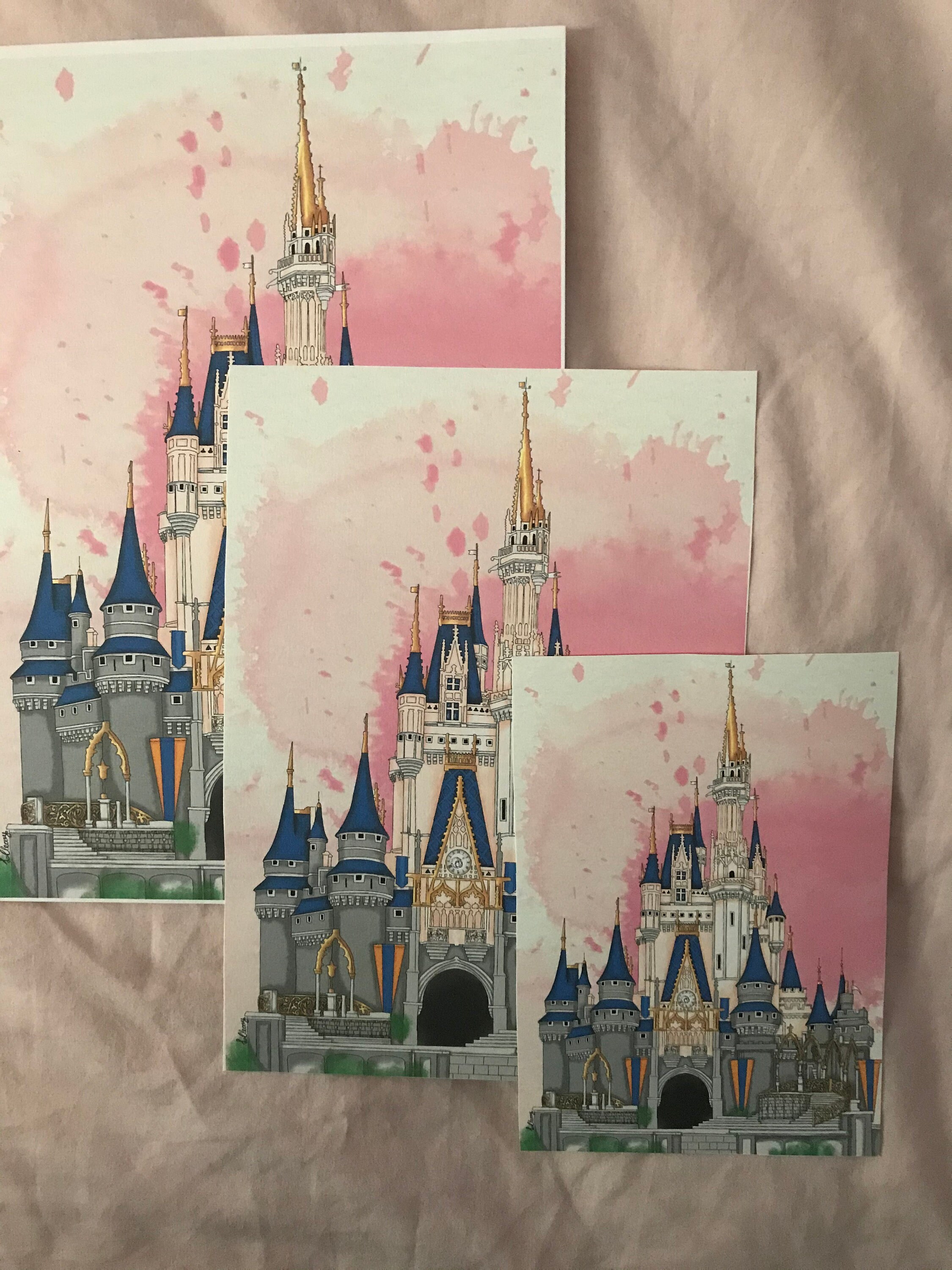 ディズニーワールド シンデレラ城 ディズニーアート イラスト 水彩画