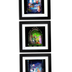 Disney 1970 Movie’s Stain Glass Window Designs Illustration Bedroom Nursery Boutique Decor Art Print