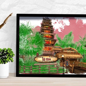 Disneyworld The Enchanted Tiki Room Disney Art Illustration Watercolor Bedroom Nursery Decor