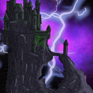 Disney Sleeping Beauty Maleficent's Castle Disney Art Illustration Watercolor Bedroom Nursery Decor