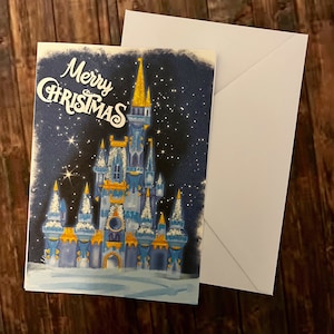 Disneyworld funkelnde Weihnachtslichter Burg Weihnachtskarte Grußkarte