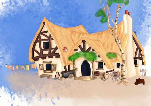 ディズニー 白雪姫と7人の小人 小人のコテージ ディズニーアート