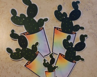 Tie Dye Potted Plant Hand-Cut Vinyl Stickers