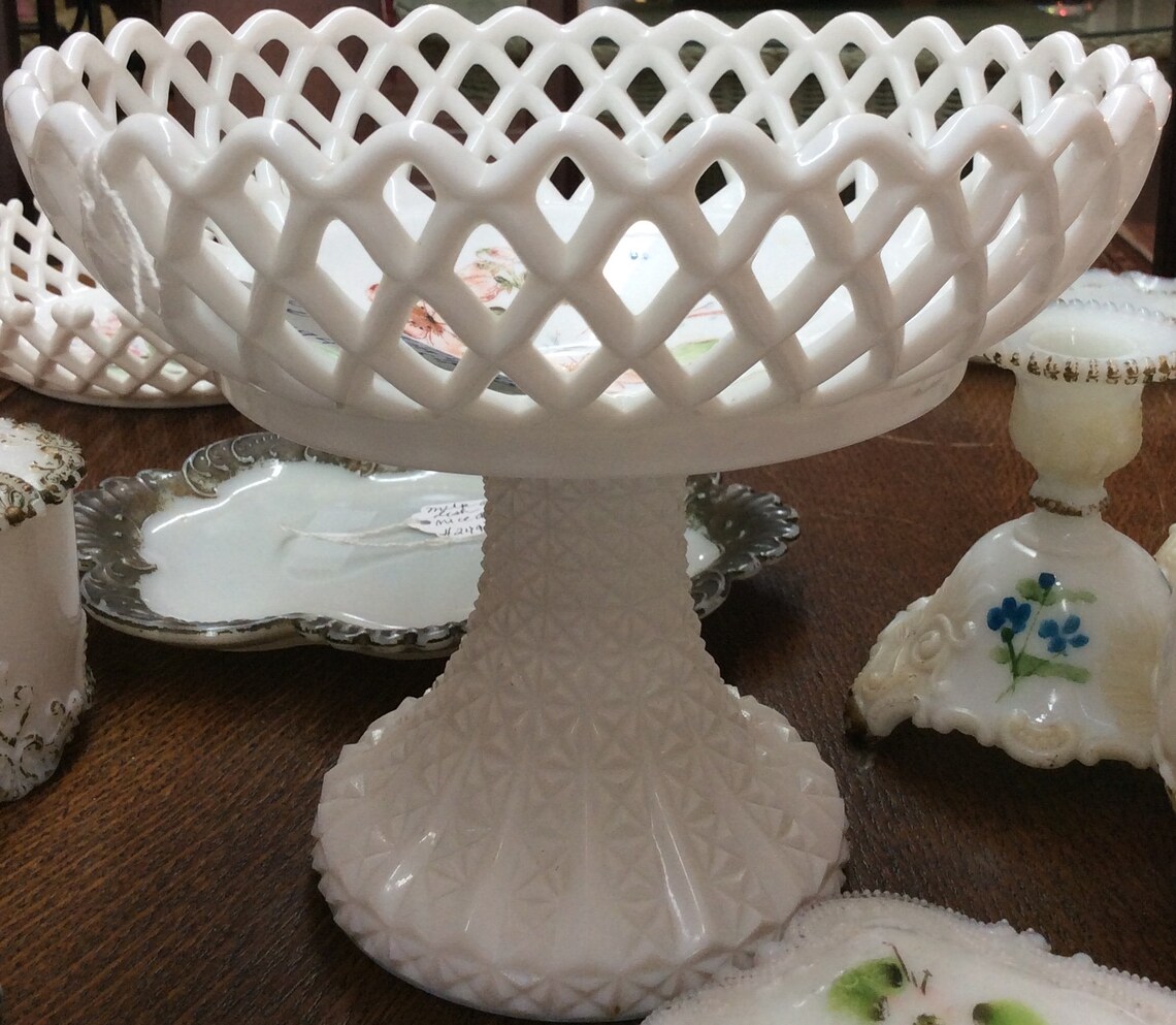 Milk Glass Compote Etsy