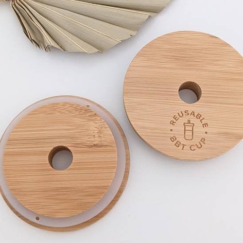 Bamboo Mason Jar Lid and Straw. DIY Bubble Tea Cup. Boba Etsy