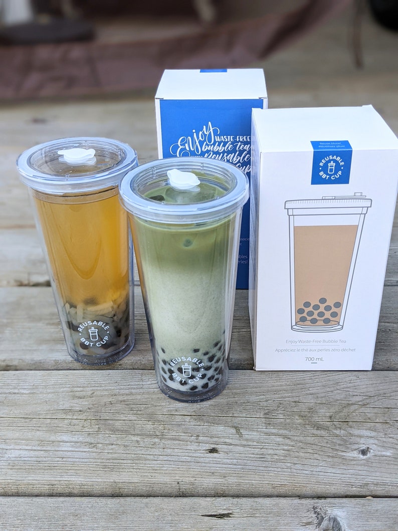 Bubble Tea Reusable Cup 2 PACK: 700ml Reusable Bubble Tea Cup insulated Leak-proof - Etsy