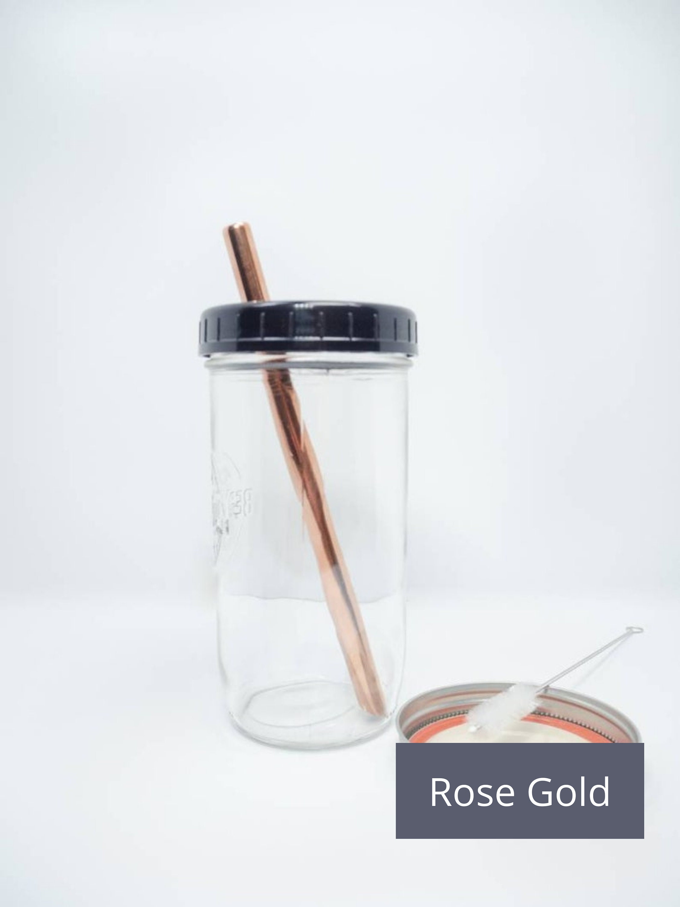 Reusable Glass Bubble Tea Jar- Black Lid ( w/ Straw) – Bubble Kitt
