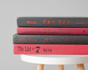 Red and Black Decorative Book Stack: Gothic Shelf Stylin, Modern Decor