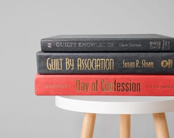 Black and Red Book Stack | Real Books |  Home Décor | Decorative Books | Books for Staging | Guilt-Themed | Mystery & Suspense Book Bundle