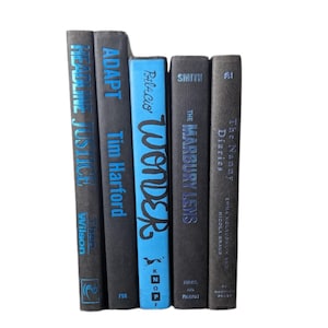 Bundle of Black Books | Blue Title | Real Books |  Home Décor | Decorative Books| Books for Staging| Props | Book Nook