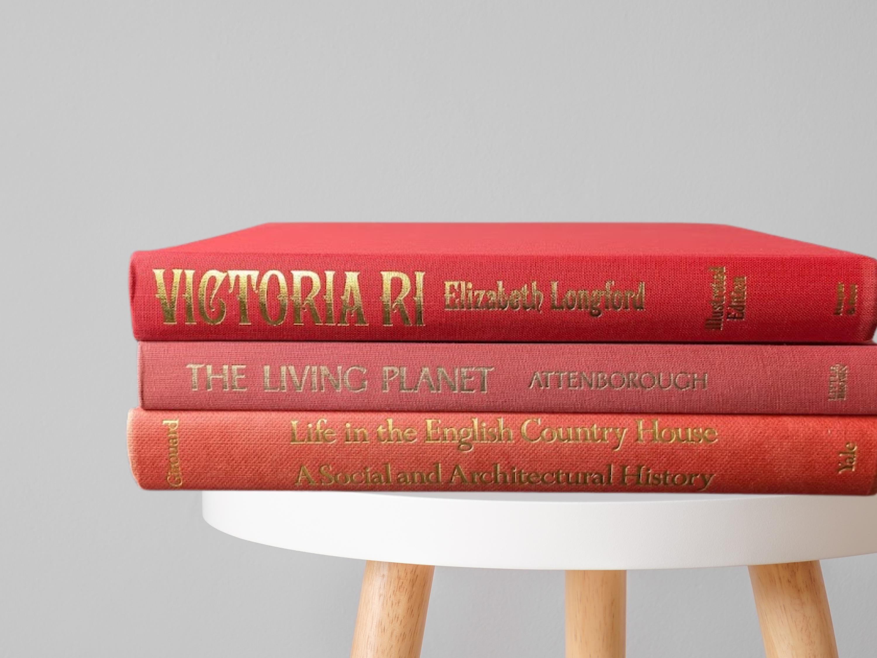 Red Coffee Table Book Stack | Vintage Red Decorative Books | Bold Home ...