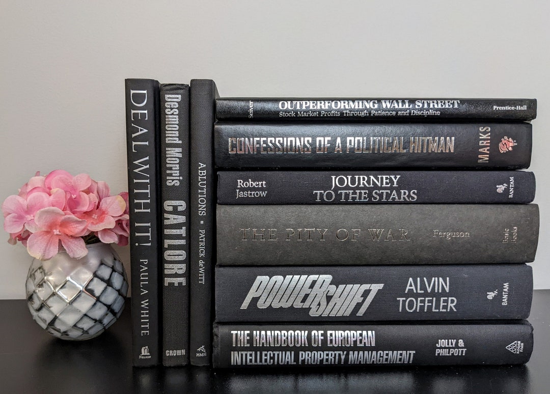 All Black Books With Silver Title Modern Hardback Books Decorative