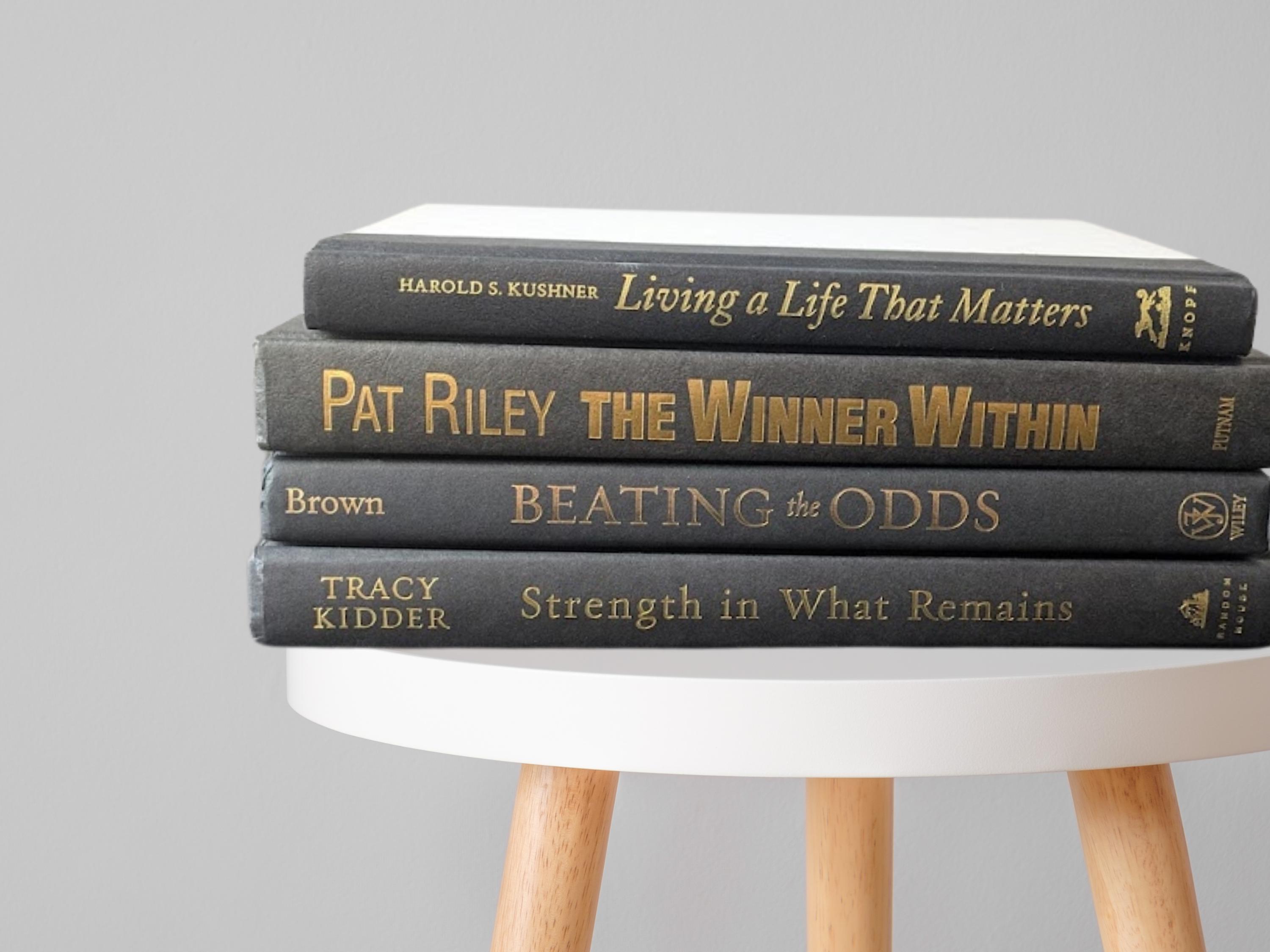 Stack Neutral Large Books Black & Gold Motivational Book Stack | Neutral Home Decor ...