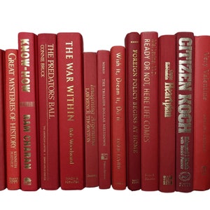 Red Books| Colored Cover | Gold Title | Books by The Foot| Real Books| | Home Décor | Decorative Books| Books for Staging| Props