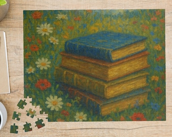 Books and Wildflowers Puzzle: 252 Piece Jigsaw for Book Lovers
