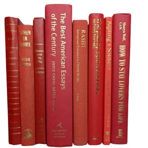Bundle of All Red Books| Gold Title | Real Books| | Home Décor | Decorative Books| Books for Staging| Props |Shelf Decor |Book Lover Gift