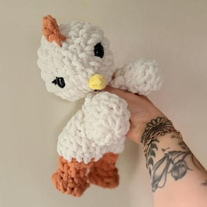 Crochet Snuggler, Crochet Stuffed Animal, Stuffed Animal Baby Gift, Baby Gift, First Birthday Gift Snuggler, Crochet Lovey, Crochet chicken