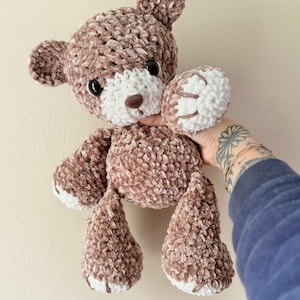 Teddy Bear Snuggler, Teddy Bear Lovey, Crochet Plush, Stuffed Animal Baby Gift, Crochet Lovey, Teddy Bear Baby Gift, MADE TO ORDER