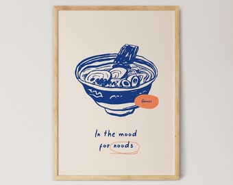 Arte impreso premium de ramen japonés, carteles modernos con comida, cartel de comida vintage, arte de la pared de la cocina, decoración de la cocina, impresión de comida moderna
