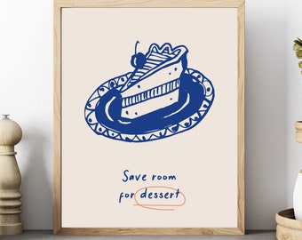 Cake Slice Dessert Wall Art Modern Style, Posters With Food, Vintage Food Poster, Kitchen Wall Art, Kitchen Decor, Modern Food Digital Print
