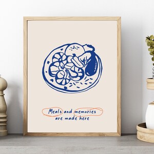 Abendessen Wandkunst moderner Stil, Poster mit Essen, Vintage Food Poster, Küchen Wandkunst, Küchendeko, Moderne Food Art Digitaldruck