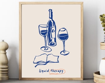 Wine Glass Bottle Wall Art Modern Style, Posters With Food, Vintage Food Poster, Kitchen Wall Art, Kitchen Decor, Modern Food Digital Print