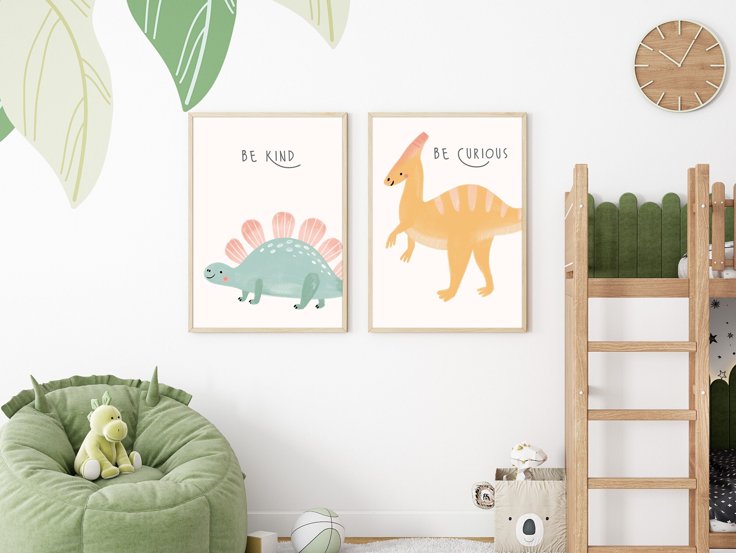 Autocollant Mural Dinosaures Colorés - Vinyl Amovible Et Réutilisable - Déco Enfant Chambre, Classe, Bureau