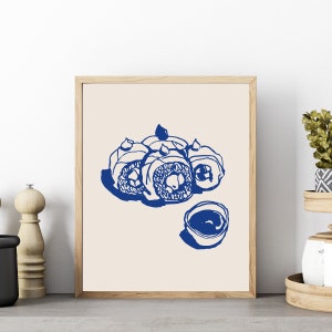 Japanese Sushi Wall Art Modern Style, Posters With Food, Vintage Food Poster, Kitchen Wall Art, Kitchen Decor, Modern Food Digital Print