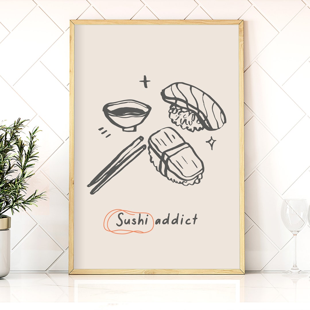 Japanese Sushi Wall Art Modern Style Posters With Food - Etsy