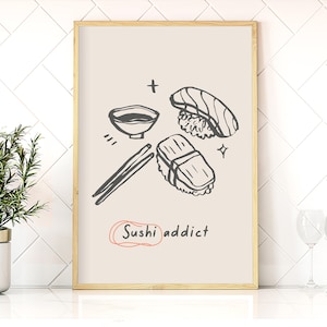 Japanese Sushi Wall Art Modern Style, Posters With Food, Vintage Food Poster, Kitchen Wall Art, Kitchen Decor, Modern Food Digital Print