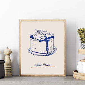 Cake Dessert Food Wall Art Modern Style, Posters With Food, Vintage Food Poster, Kitchen Wall Art, Kitchen Decor, Modern Food Digital Print