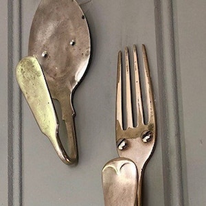 Cutlery Hooks From Vintage Cutlery Kitchen Bathroom - 1 Spoon and 1 Fork or 2 of each