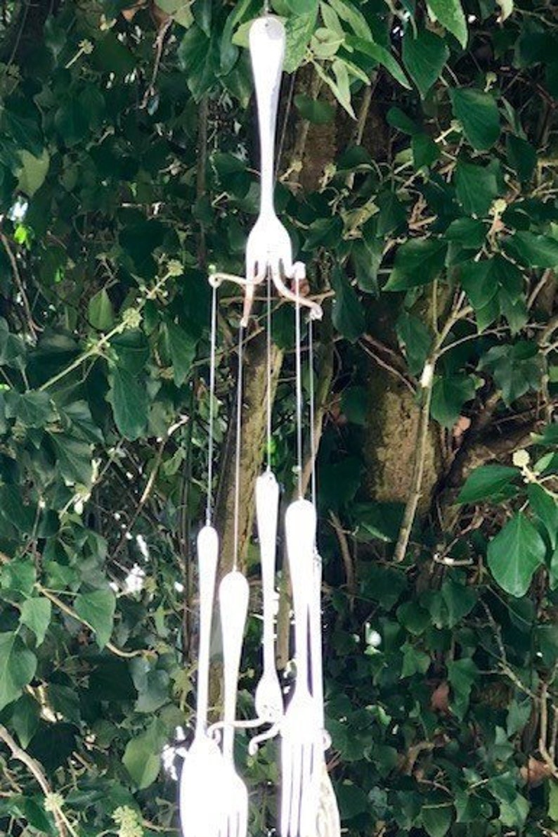 Cutlery Wind Chime from recycled Vintage plated cutlery & flatware. Perfect for garden, Valentine or Mothers Day or wedding/anniversary gift image 4