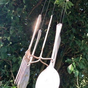 Cutlery Wind Chime from recycled Vintage plated cutlery & flatware. Perfect for garden, Valentine or Mothers Day or wedding/anniversary gift image 3